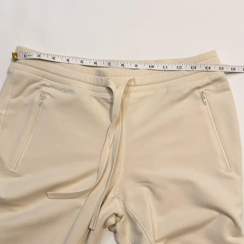 Alo Yoga Jogger Pants Womens Medium Beige Moto French Terry Zip Pockets Athletic
